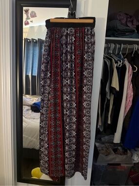 Bohemian Printed Maxi Skirt - Red & Black